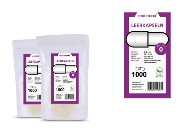 1.000 Vegan&Getrennt Leerkapseln Größe 0 Vegi