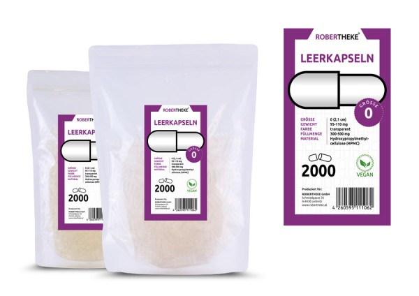2.000 Vegan&Getrennt Leerkapseln Größe 0 Vegi